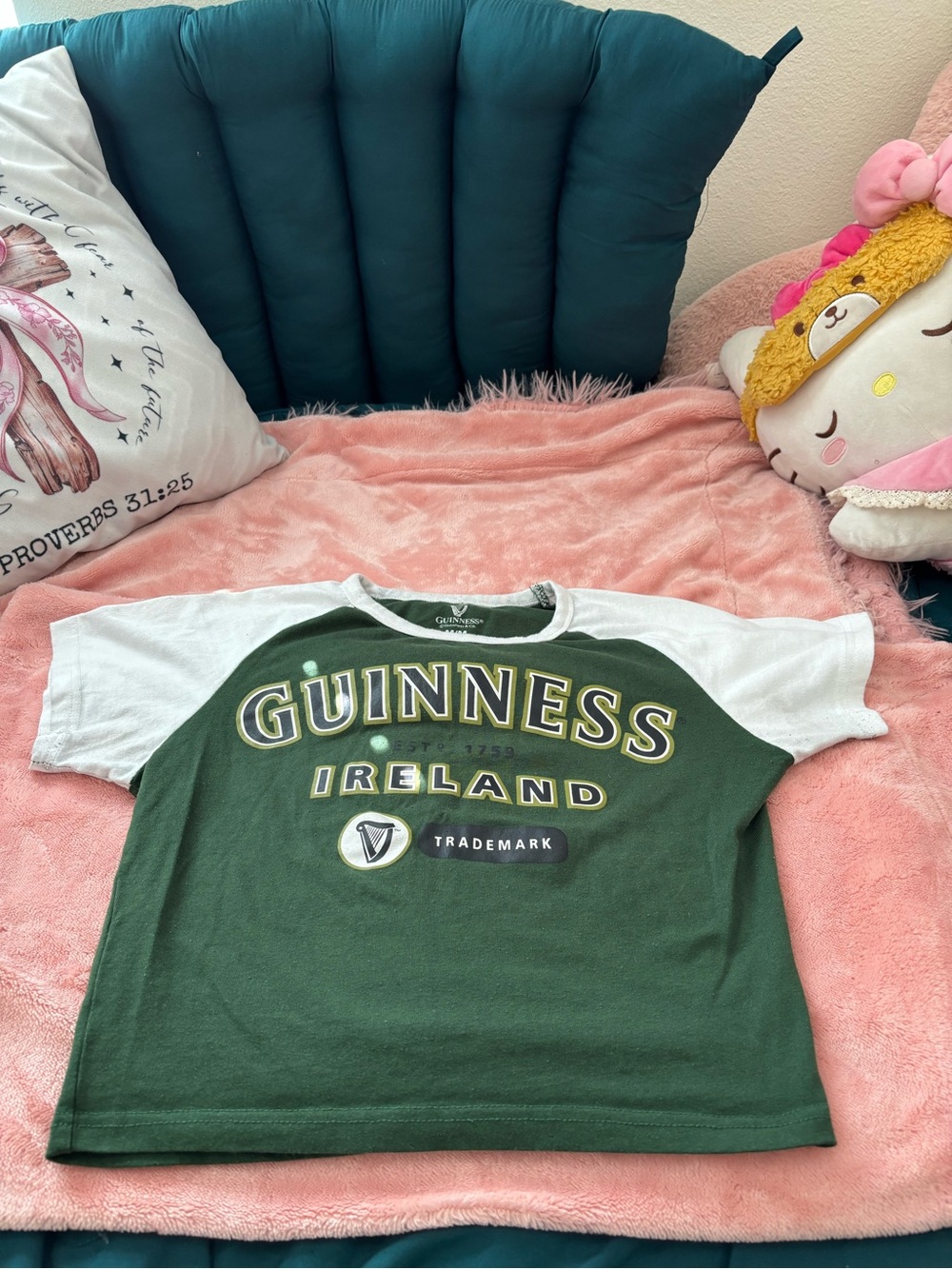 Guinness Green & White Raglan Ireland Tee for Kids